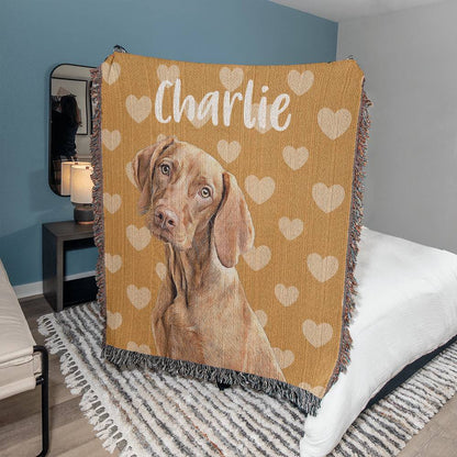 Personalized dog blankets - hearts orange