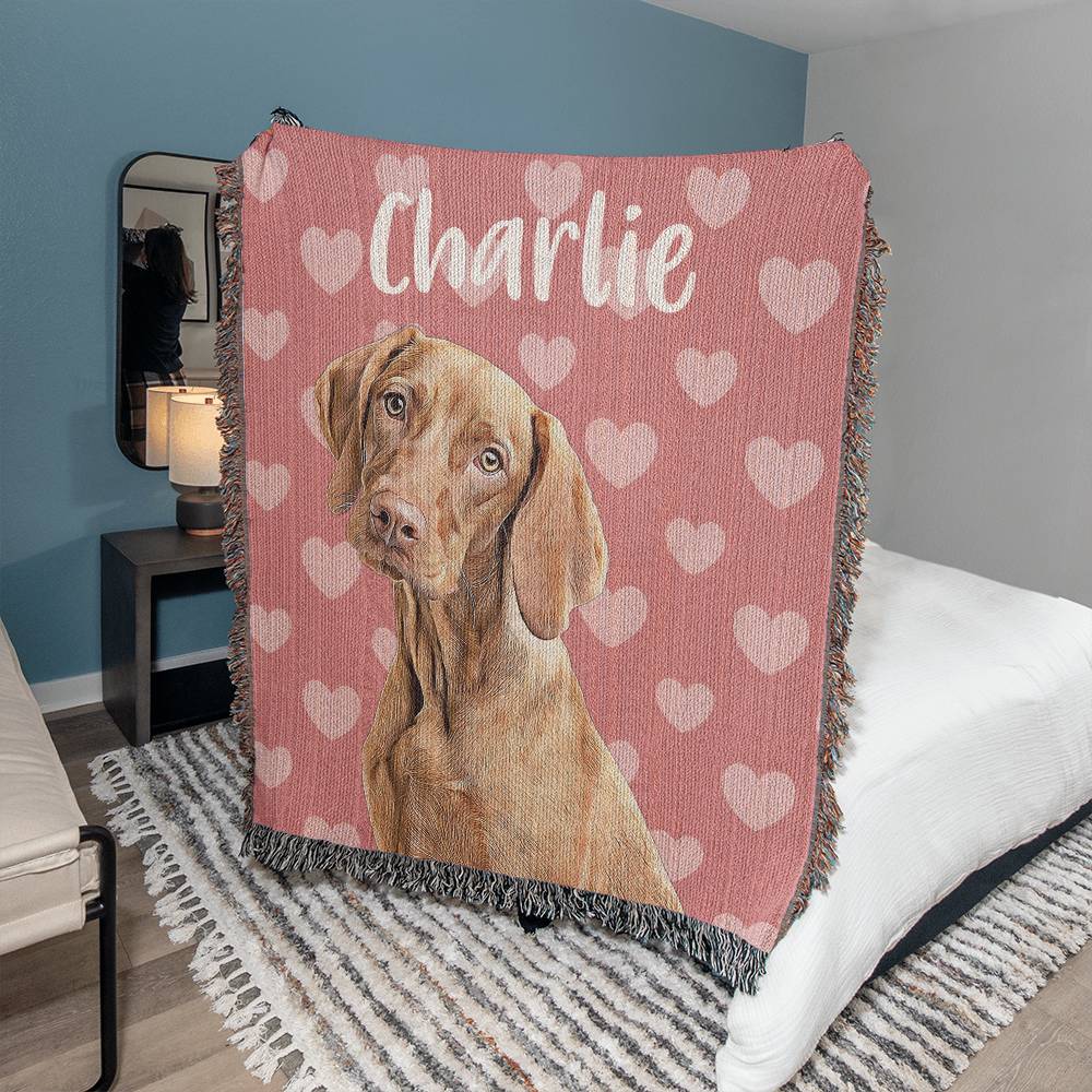 Personalized dog blankets - hearts pink