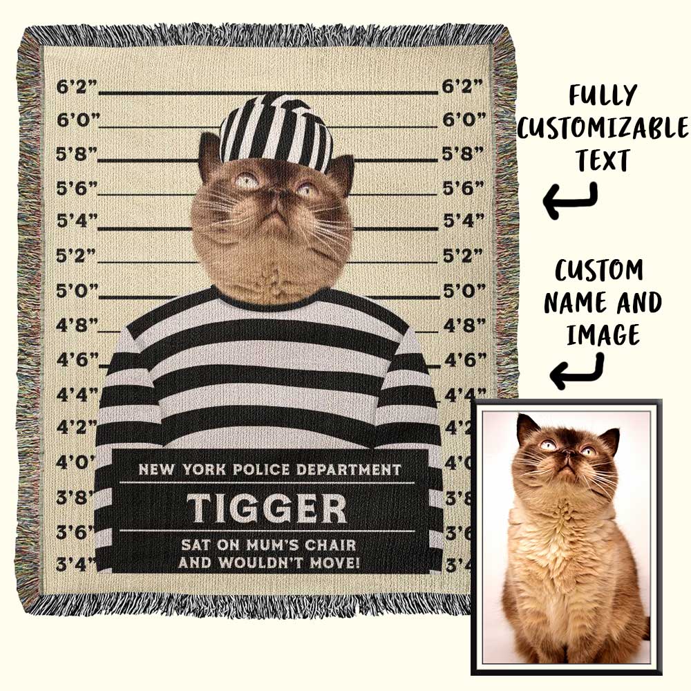 personalized cat blanket - mug shot