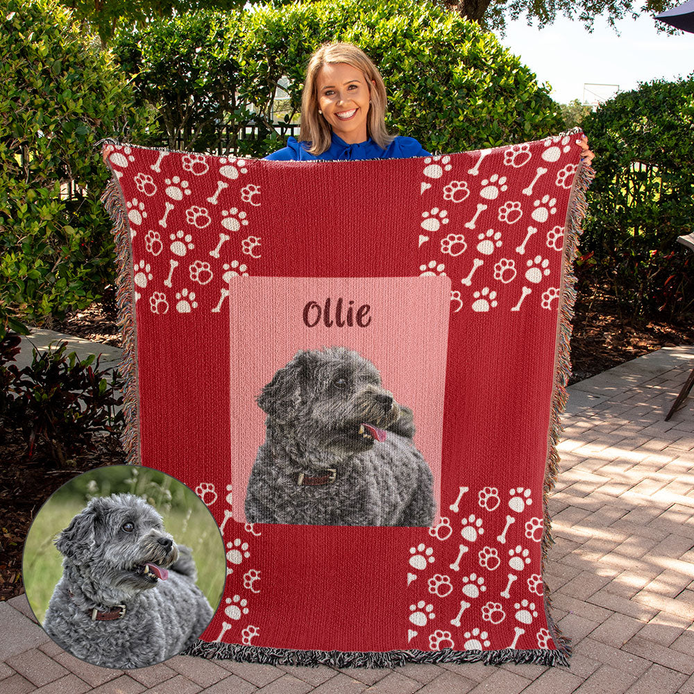 Custom Dog Blanket with picture - Red