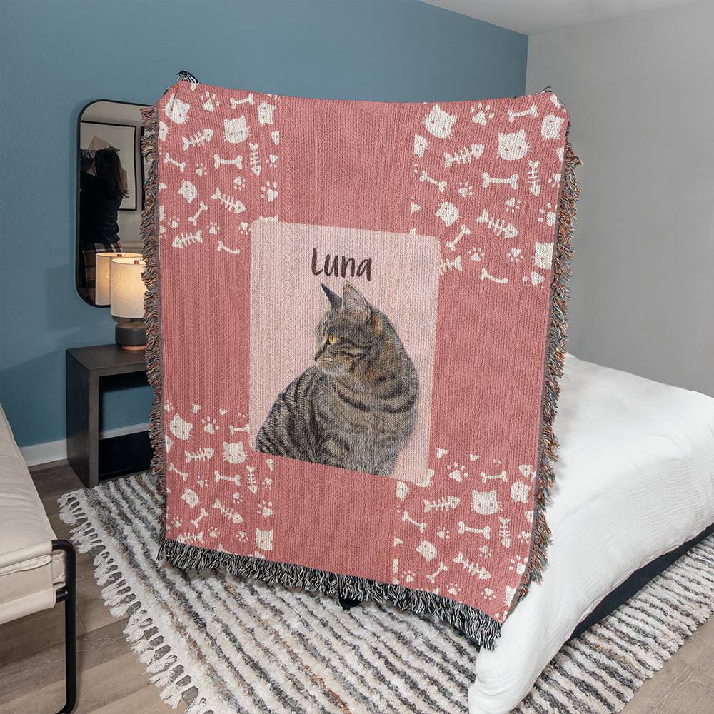 personalized cat blanket - pink