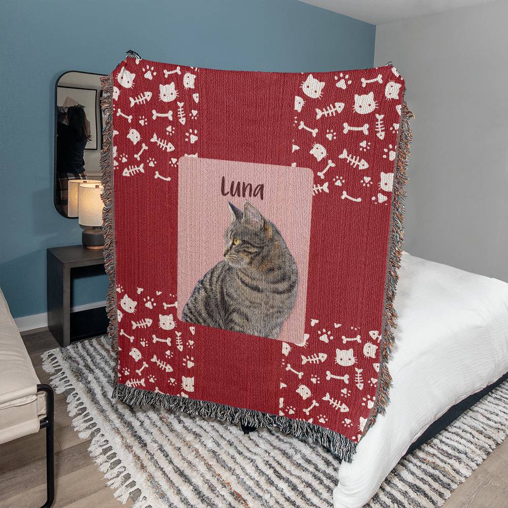 personalized cat blanket - red