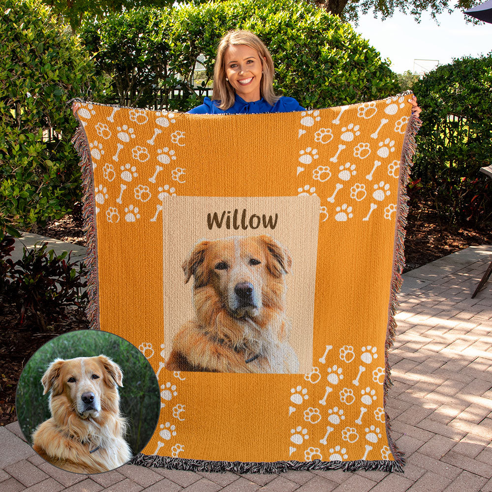 Custom Dog Blanket with picture - Orange