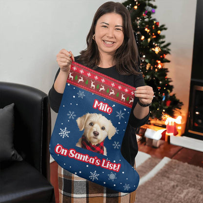 On Santa's List - Cartoon Style Custom Pet Stocking