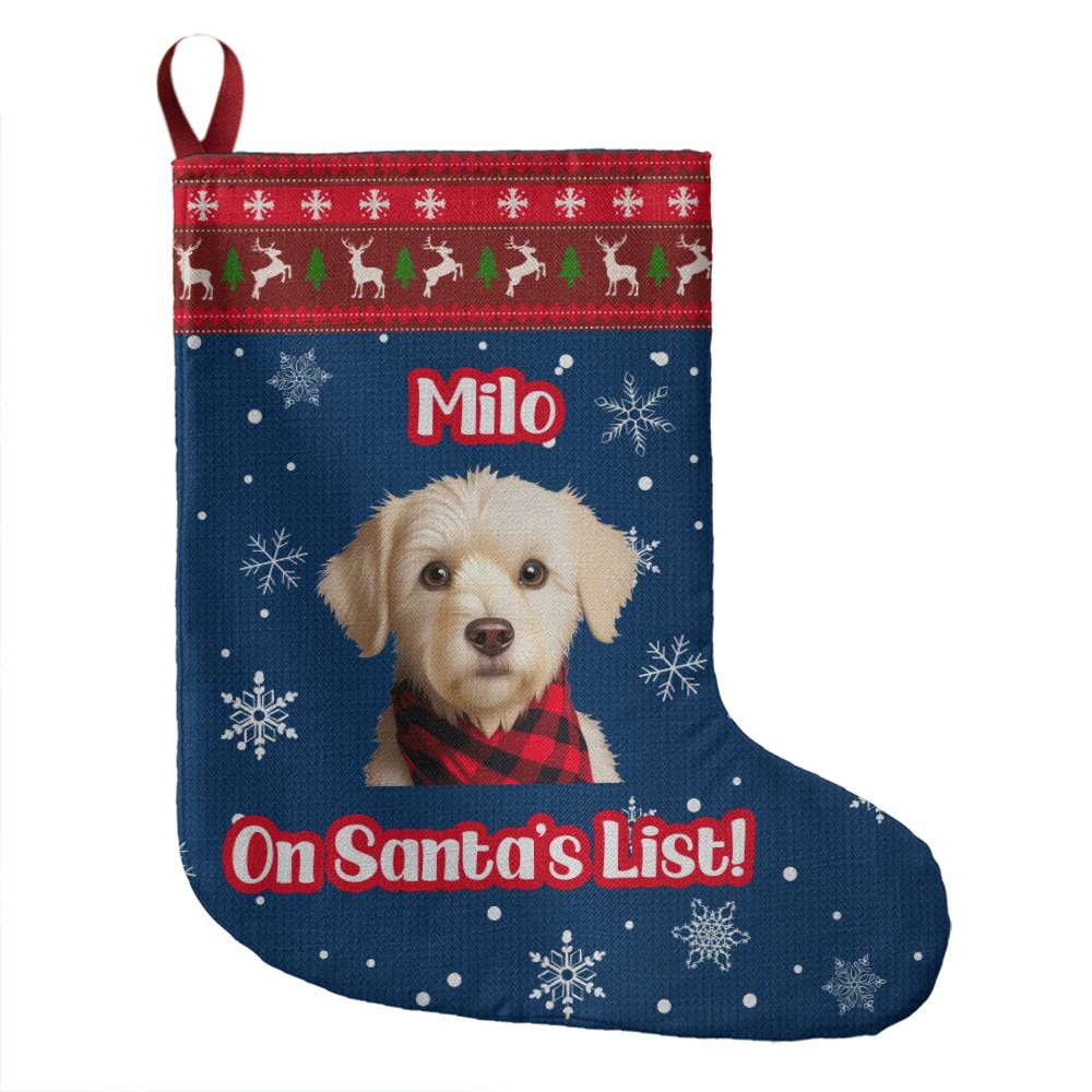 On Santa's List - Cartoon Style Custom Pet Stocking