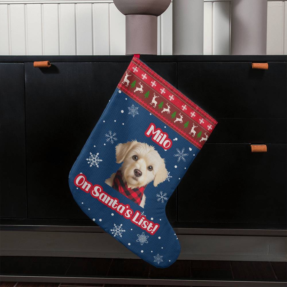 On Santa's List - Cartoon Style Custom Pet Stocking