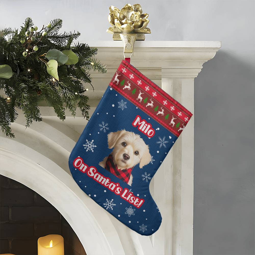 On Santa's List - Cartoon Style Custom Pet Stocking