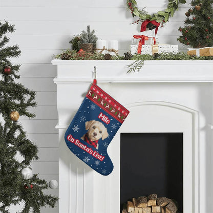 On Santa's List - Cartoon Style Custom Pet Stocking