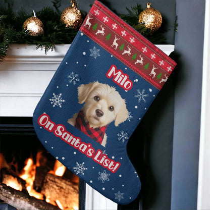 On Santa's List - Cartoon Style Custom Pet Stocking