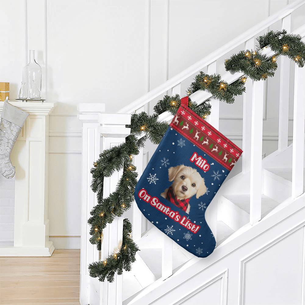 On Santa's List - Cartoon Style Custom Pet Stocking