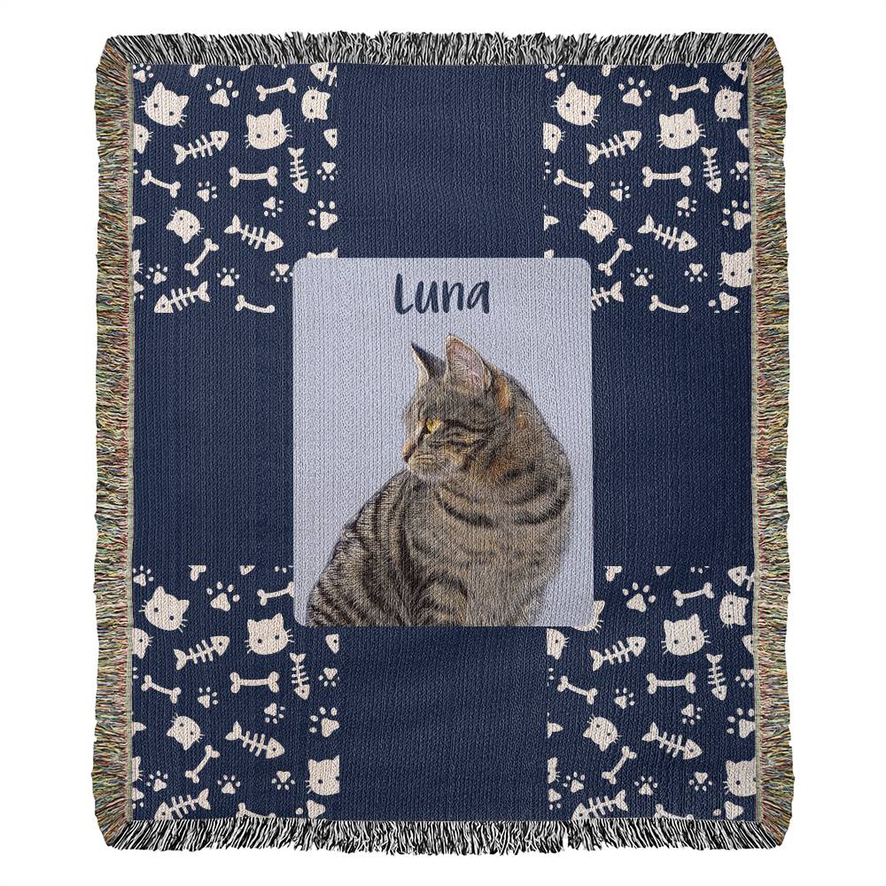 cat blanket personalized - Fishbones and Pawprints