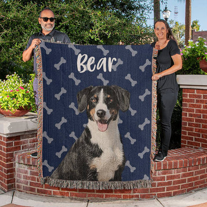 Personalized Pet Blankets with bone background