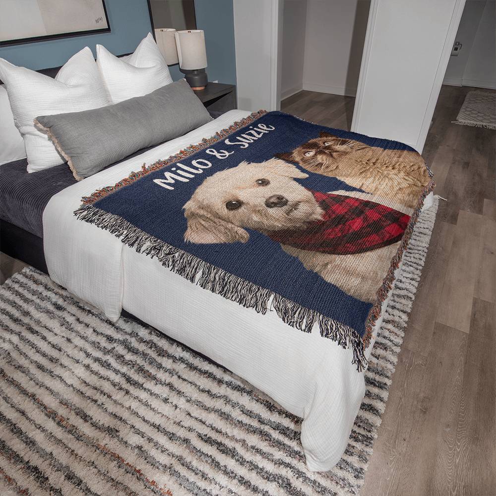 Custom Dog Blanket on bed