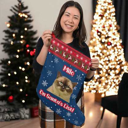 On Santa's List - Cartoon Style Custom Pet Stocking