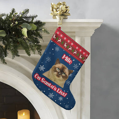 On Santa's List - Cartoon Style Custom Pet Stocking