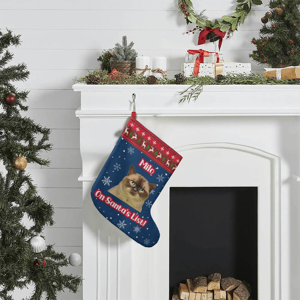 On Santa's List - Cartoon Style Custom Pet Stocking