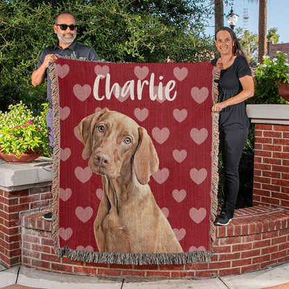 dog blanket with name and hearts