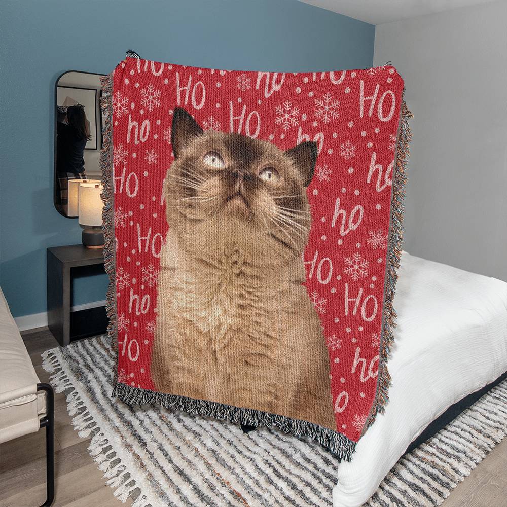 Custom Cat Blanket - Ho Ho Ho Christtmas